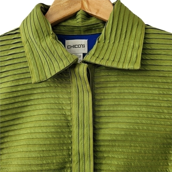 FITTED Textured Ribbed Blazer SZ 8 Chico's Jacket - Picture 8 of 14
